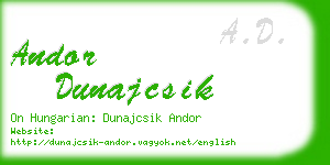 andor dunajcsik business card